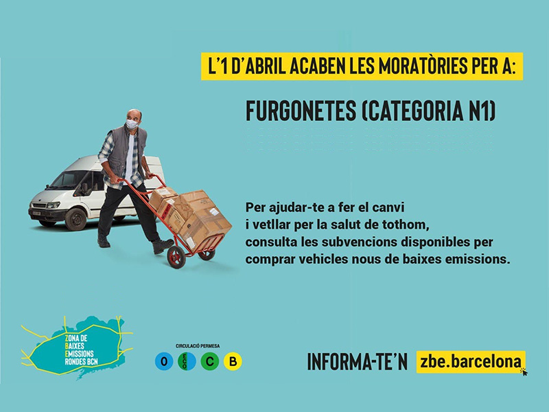 El 31 de marzo finaliza la moratoria de la ZBE RondasBCN para las furgonetas en las que no les corresponde la etiqueta ambiental